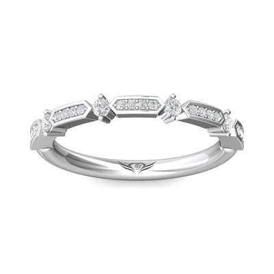 FlyerFit Micropave 18K White Gold Wedding Band