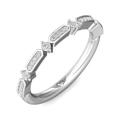 FlyerFit Micropave 14K White Gold Wedding Band