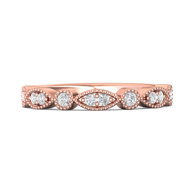 FlyerFit Micropave 14K Pink Gold Wedding Band