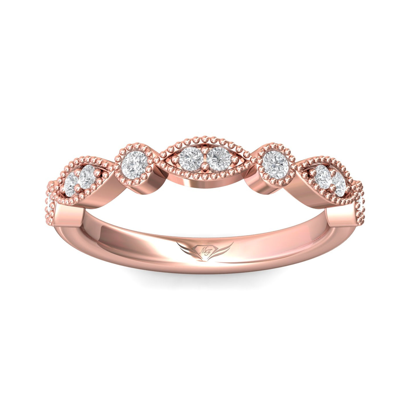 FlyerFit Micropave 14K Pink Gold Wedding Band