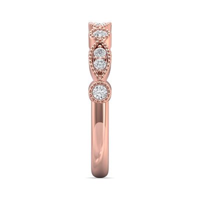 FlyerFit Micropave 18K Pink Gold Wedding Band