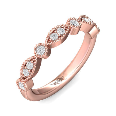 FlyerFit Micropave 18K Pink Gold Wedding Band