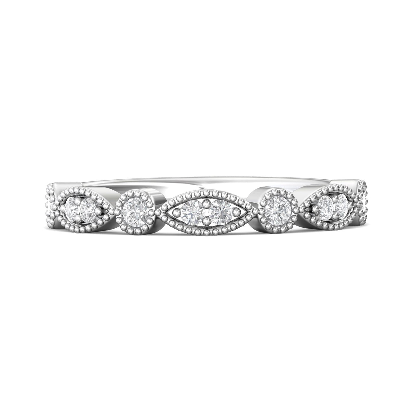 FlyerFit Micropave 14K White Gold Wedding Band