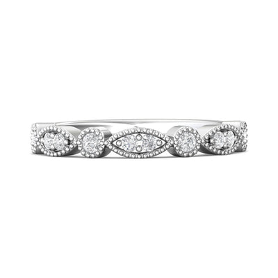 FlyerFit Micropave 18K White Gold Wedding Band