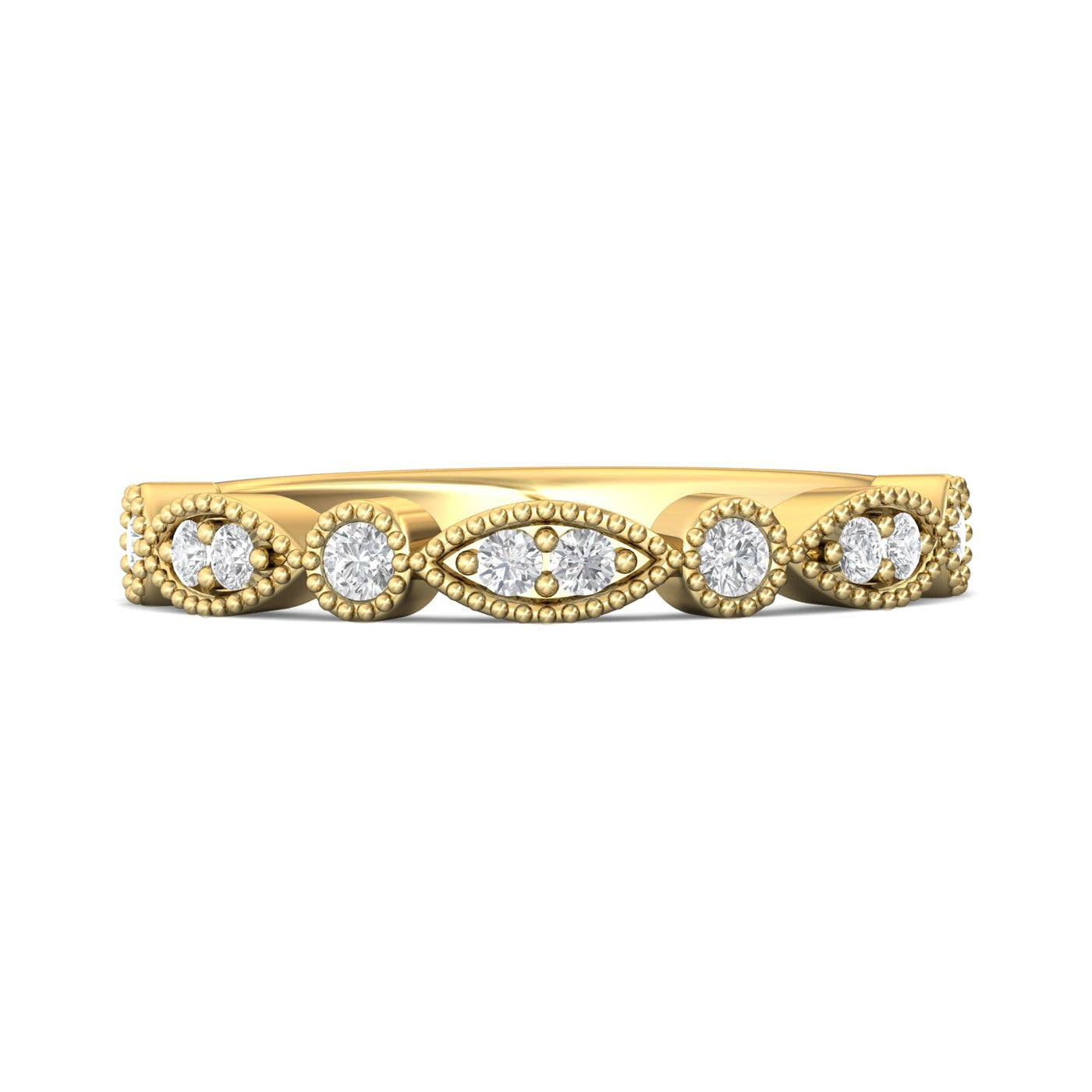 FlyerFit Micropave 14K Yellow Gold Wedding Band