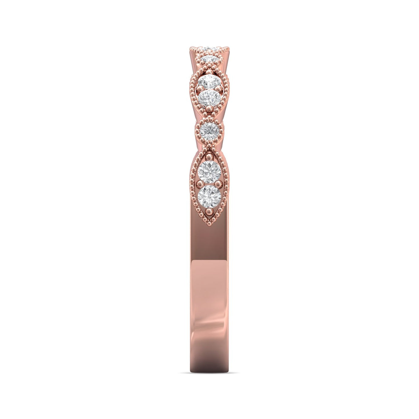 FlyerFit Micropave 18K Pink Gold Wedding Band