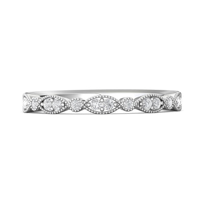 FlyerFit Micropave 14K White Gold Wedding Band