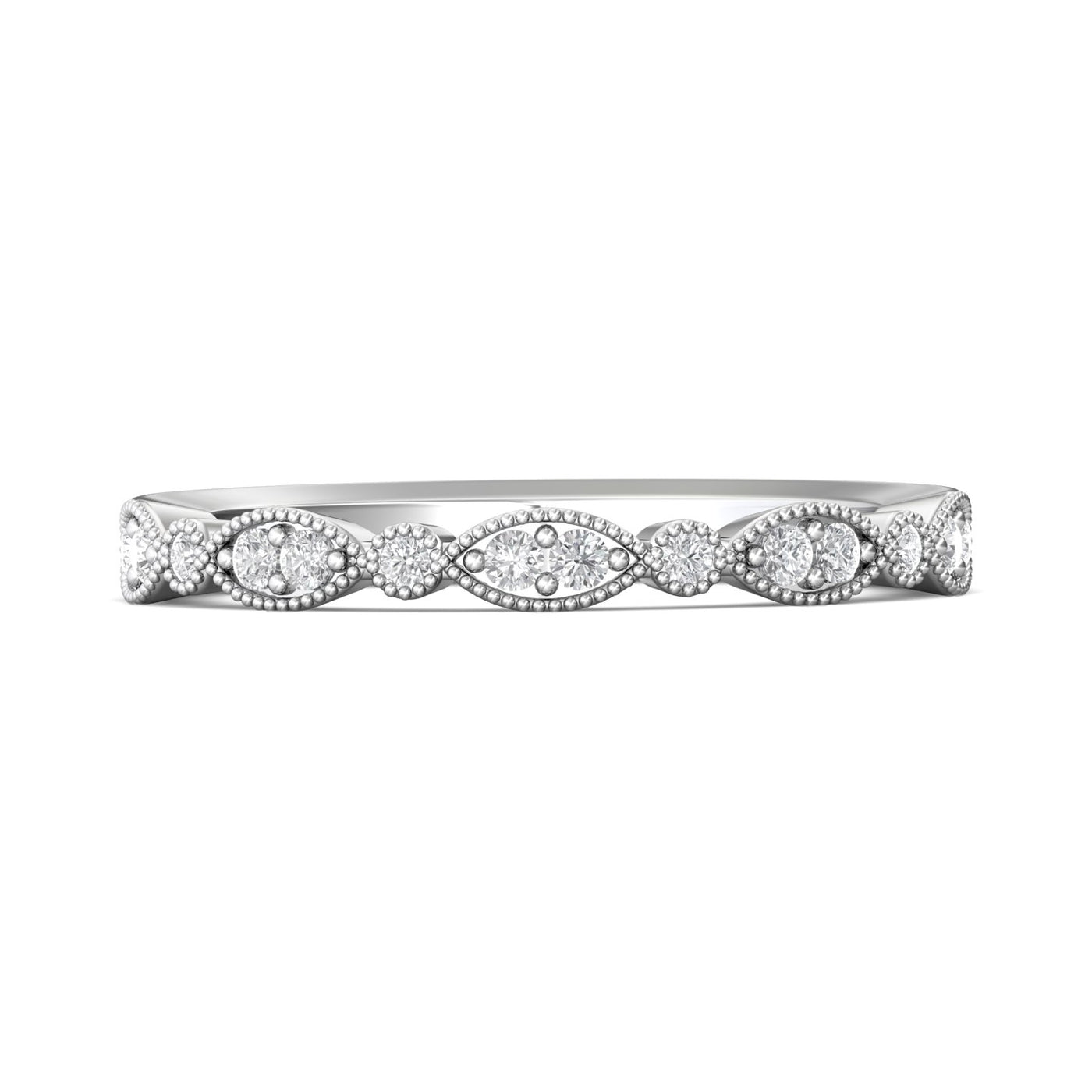 FlyerFit Micropave 18K White Gold Wedding Band