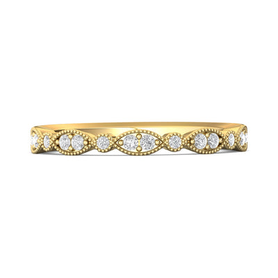 FlyerFit Micropave 14K Yellow Gold Wedding Band