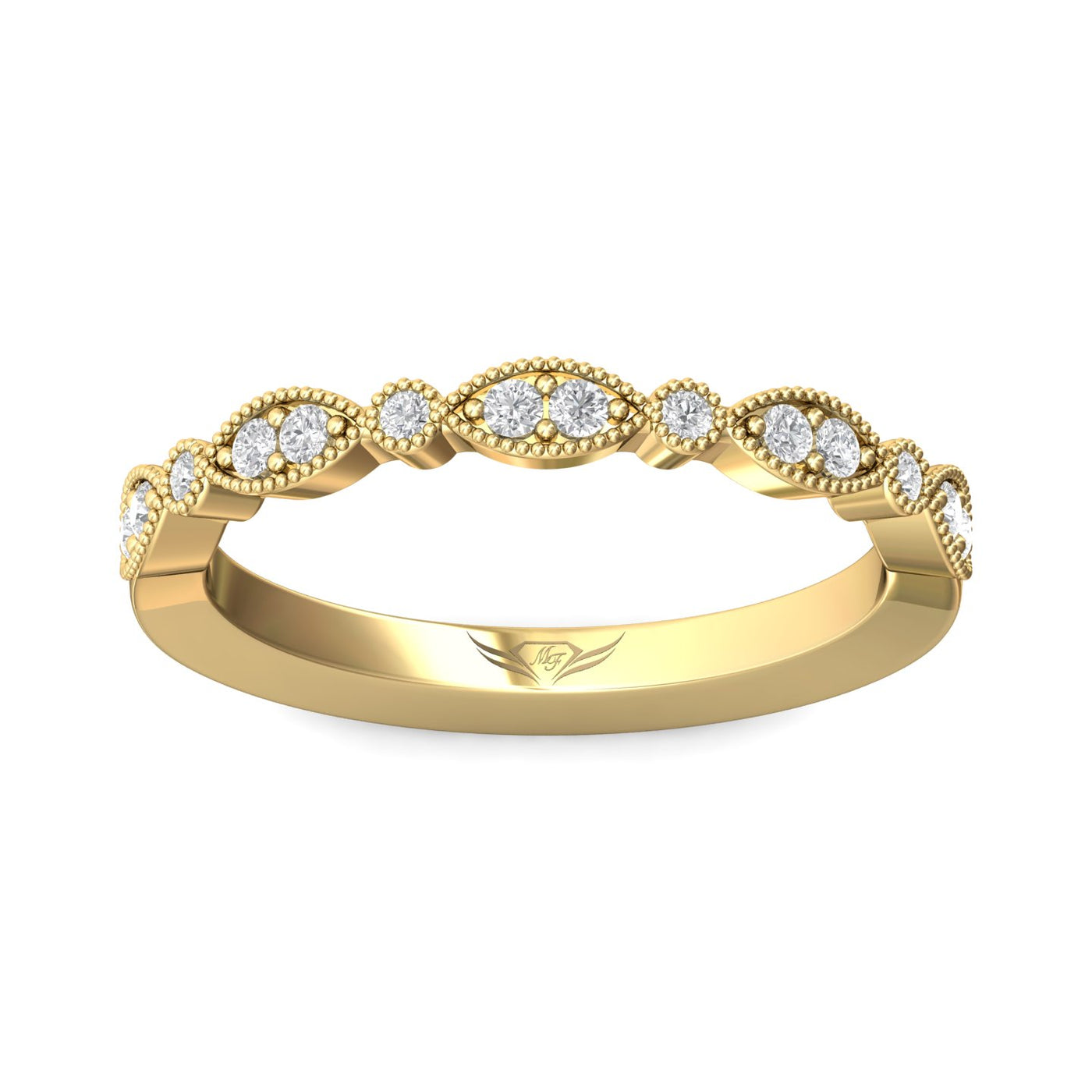 FlyerFit Micropave 14K Yellow Gold Wedding Band