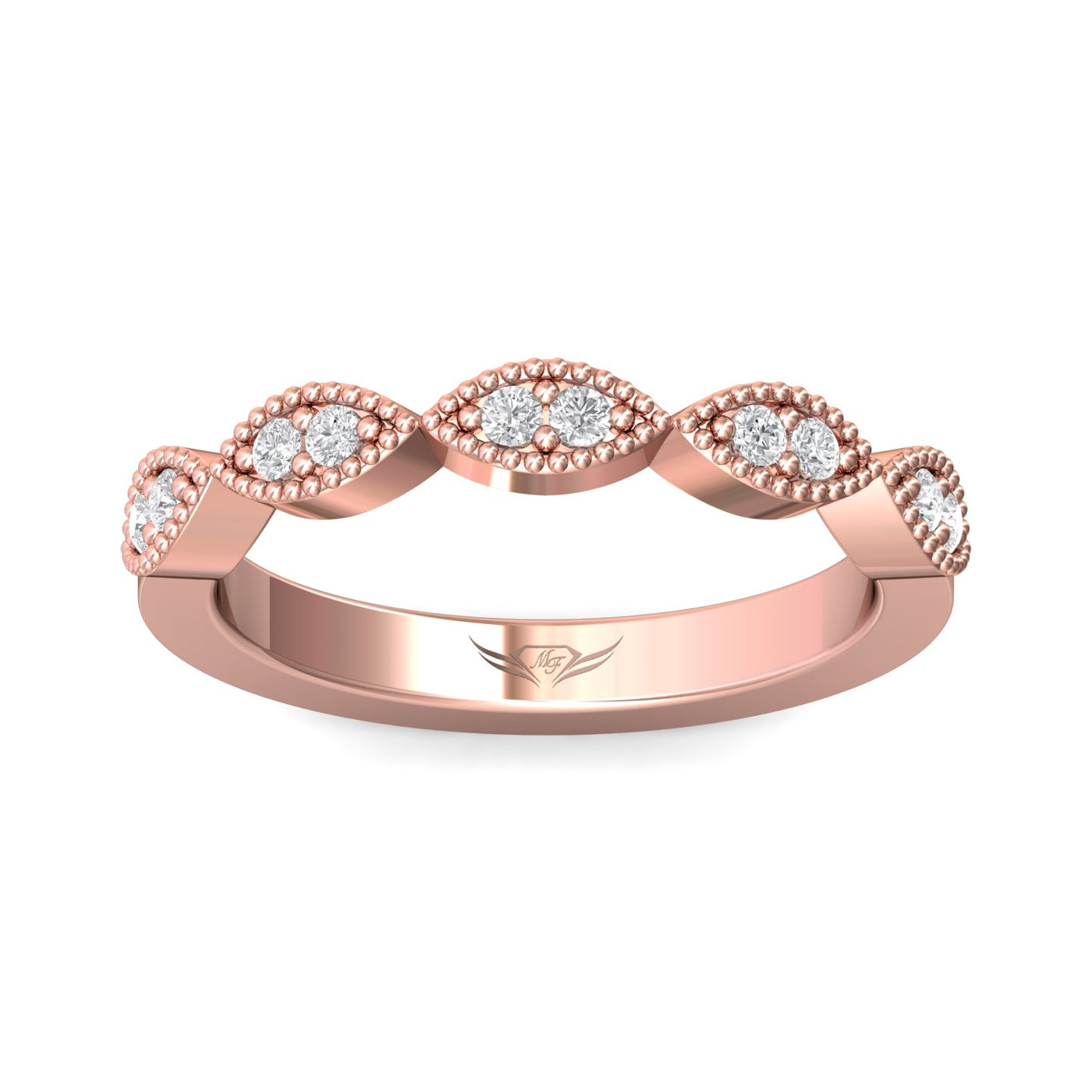 FlyerFit Micropave 18K Pink Gold Wedding Band