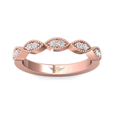 FlyerFit Micropave 18K Pink Gold Wedding Band