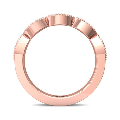 FlyerFit Micropave 14K Pink Gold Wedding Band