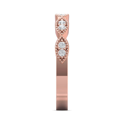 FlyerFit Micropave 18K Pink Gold Wedding Band