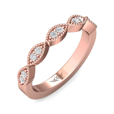 FlyerFit Micropave 14K Pink Gold Wedding Band