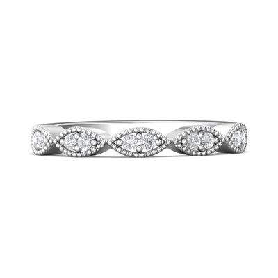 FlyerFit Micropave 18K White Gold Wedding Band