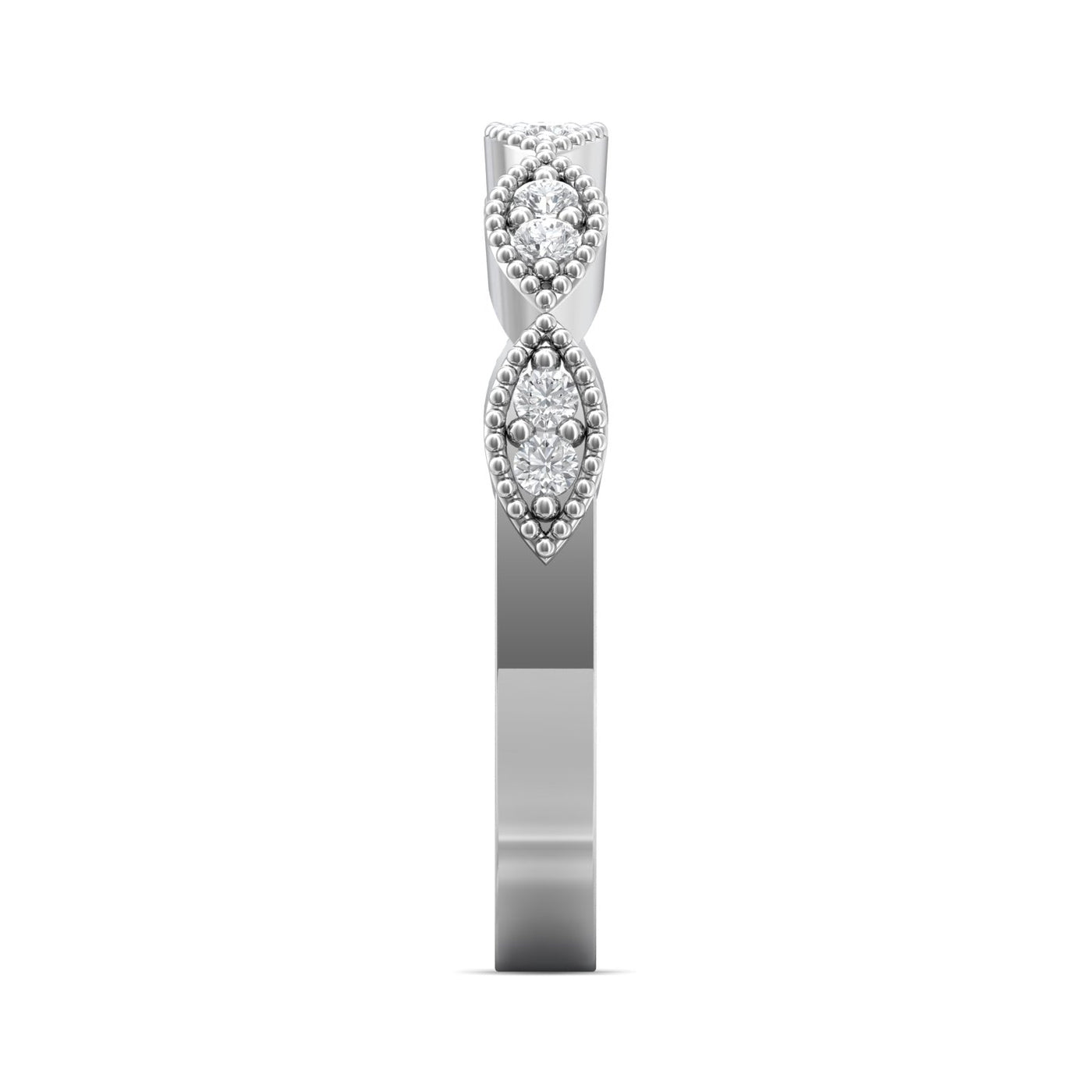 FlyerFit Micropave 14K White Gold Wedding Band