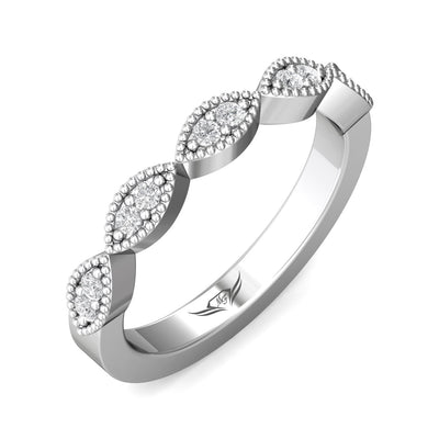 FlyerFit Micropave 14K White Gold Wedding Band