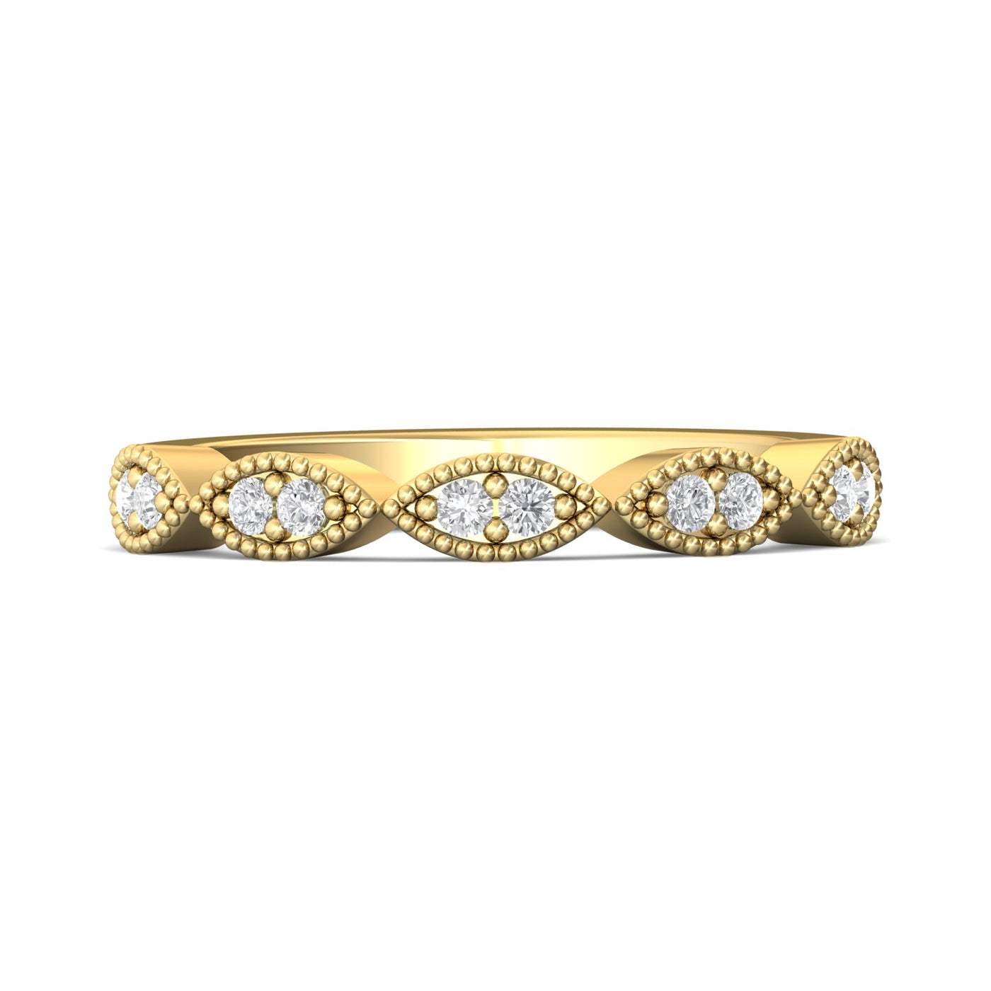 FlyerFit Micropave 18K Yellow Gold Wedding Band