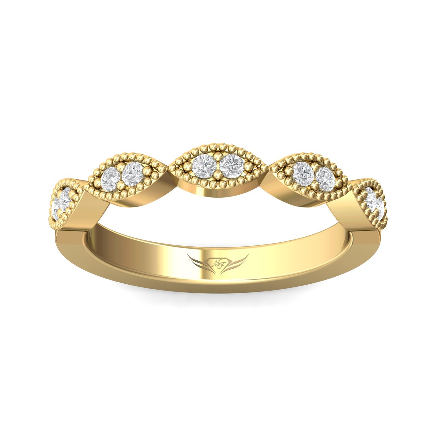 FlyerFit Micropave 18K Yellow Gold Wedding Band