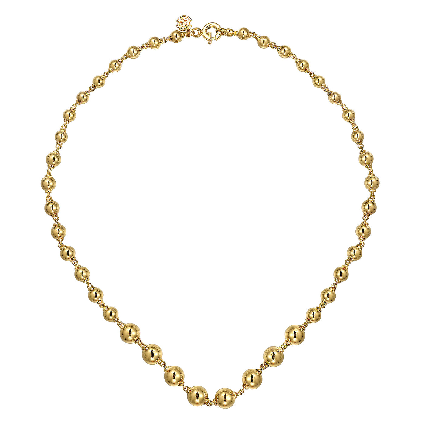 14K Yellow Graduated Bead Necklace 17.5 inch