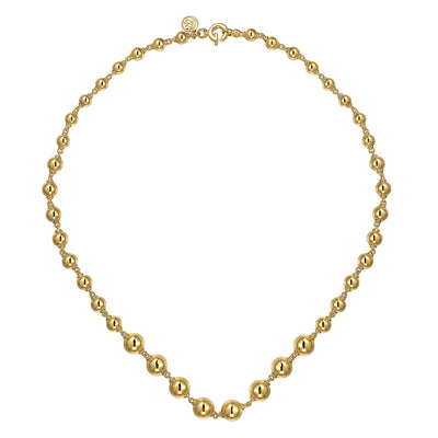 14K Yellow Graduated Bead Necklace 17.5 inch