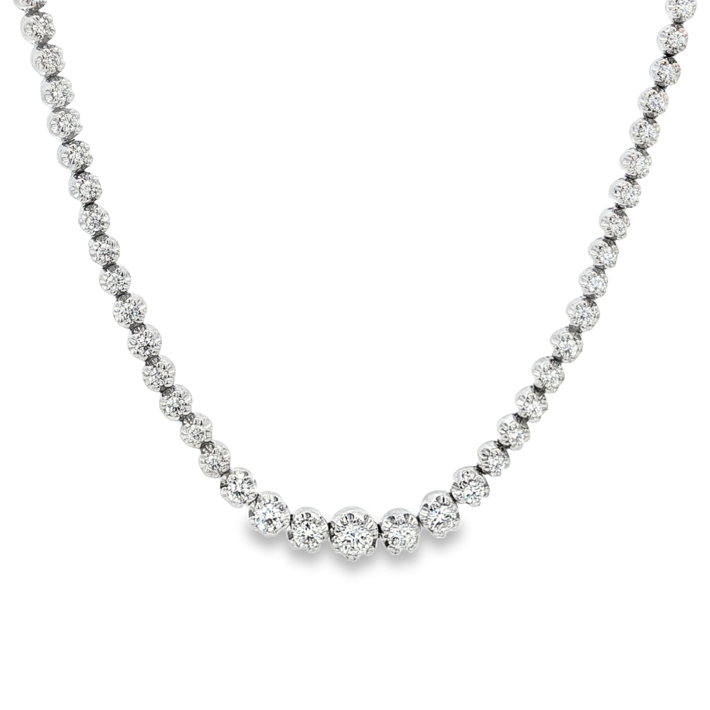 18K White Natural Diamond 17.5 inch Necklace