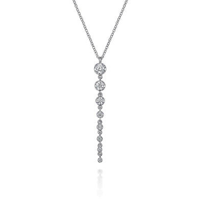 14K White Natural Diamond 17.5 inch Necklace