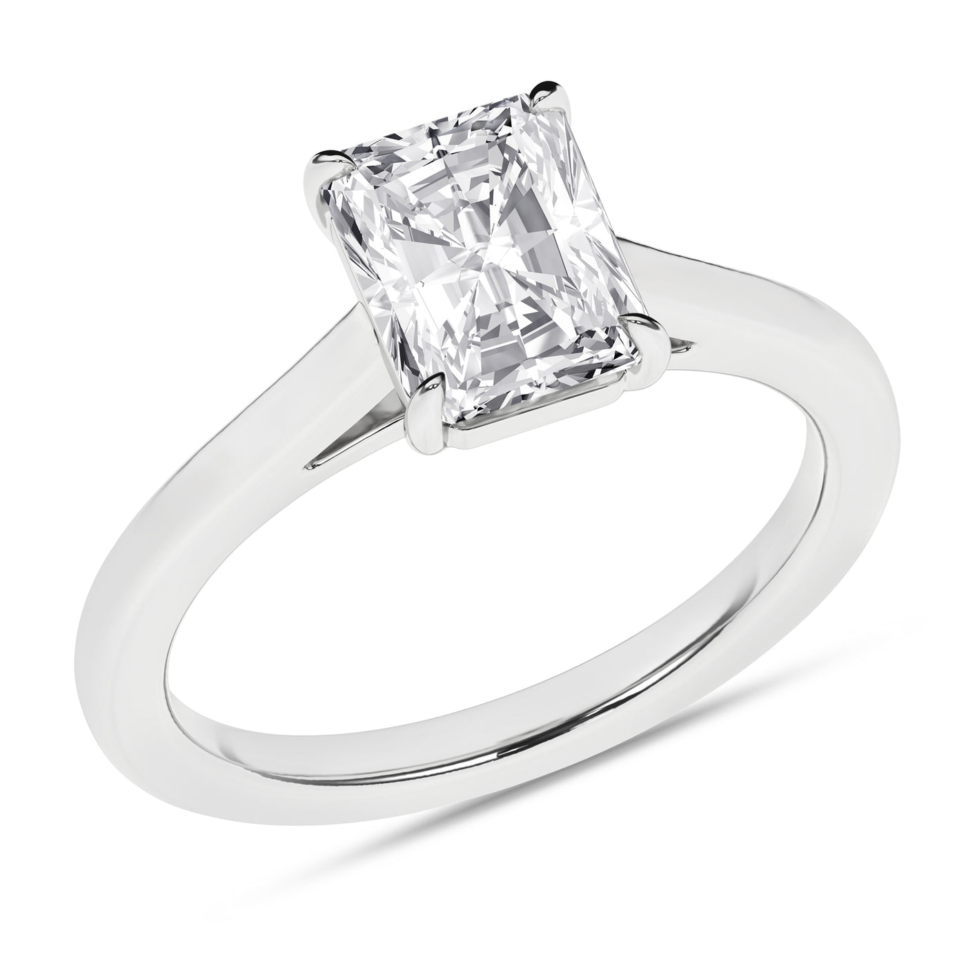 14K White Radiant Lab Grown Diamond Solitaire Engagement Ring