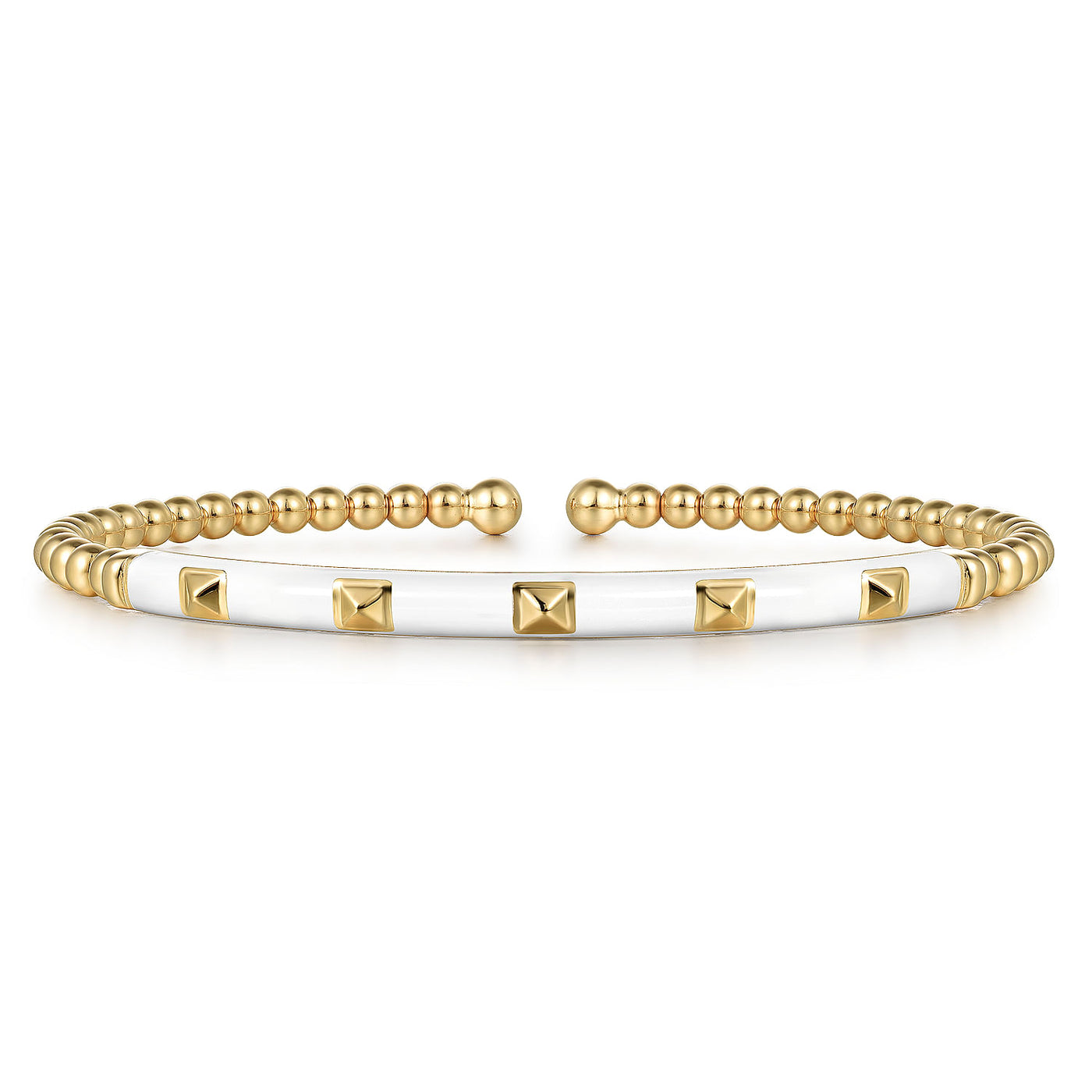 14K Yellow White Enamel Cuff Bracelet