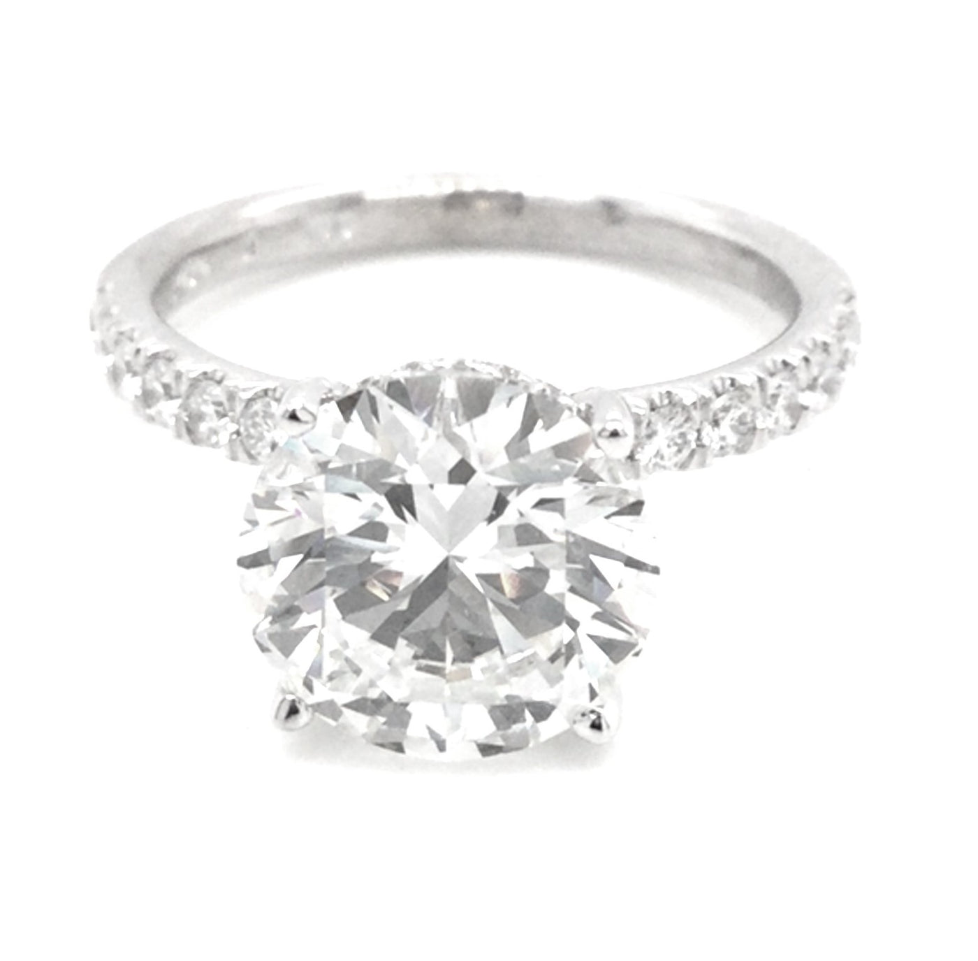 14K White Natural Diamond Semi-Mount Ring that accomodates a 9.00 mm Center