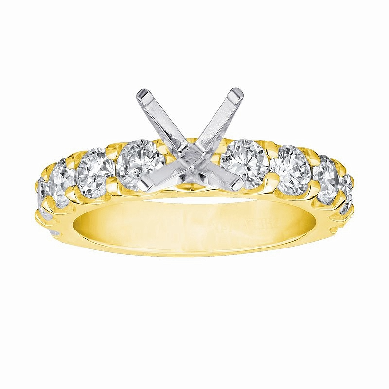 14K Yellow Natural Diamond Semi-Mount Ring that accomodates a 7.00 mm Center