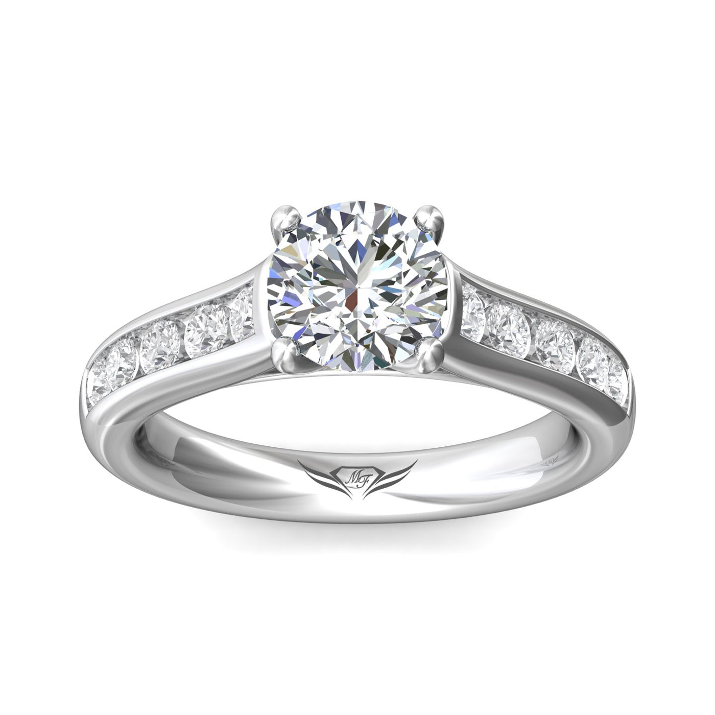 FlyerFit Channel/Shared Prong 14K White Gold Engagement Ring