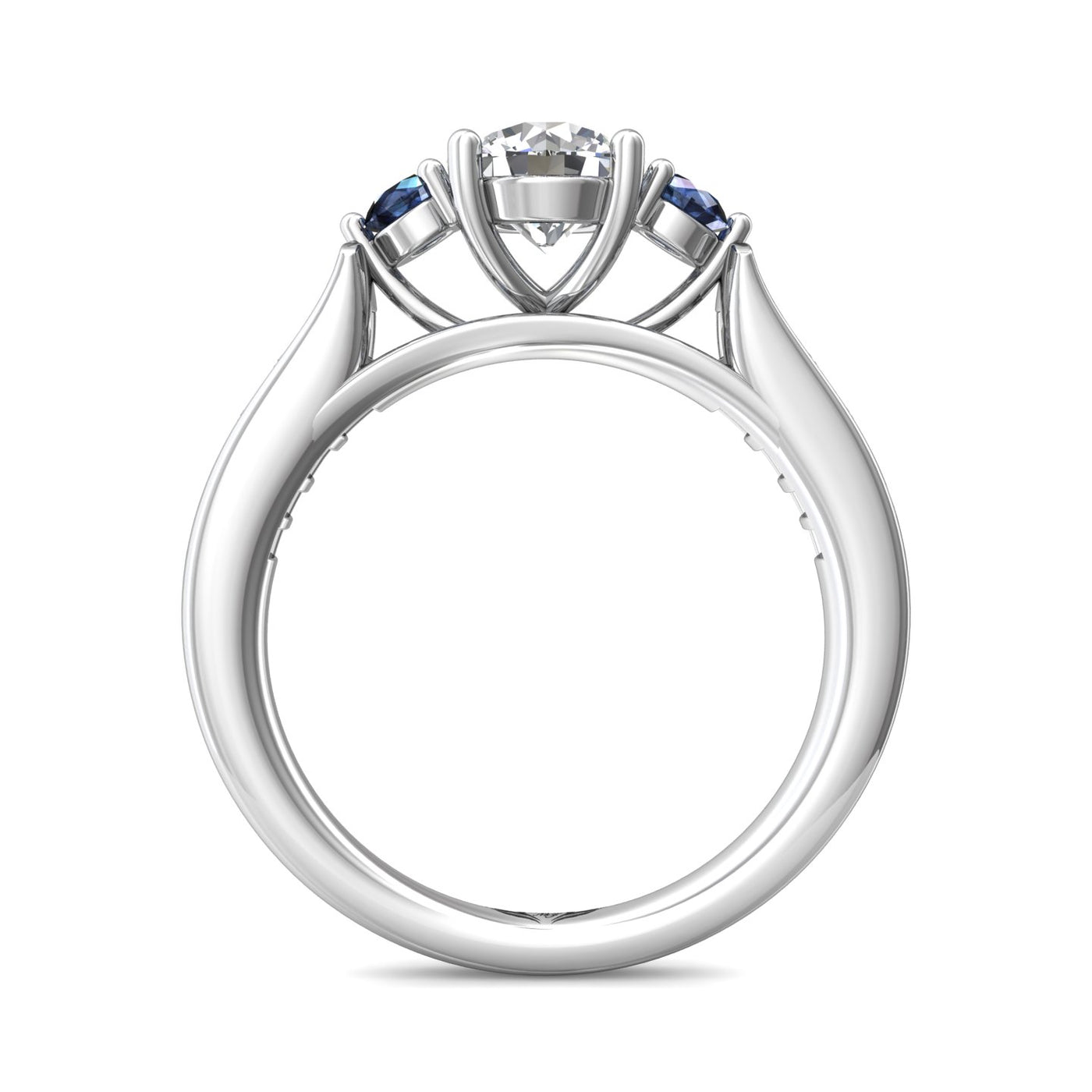 FlyerFit Three Stone 14K White Gold Engagement Ring