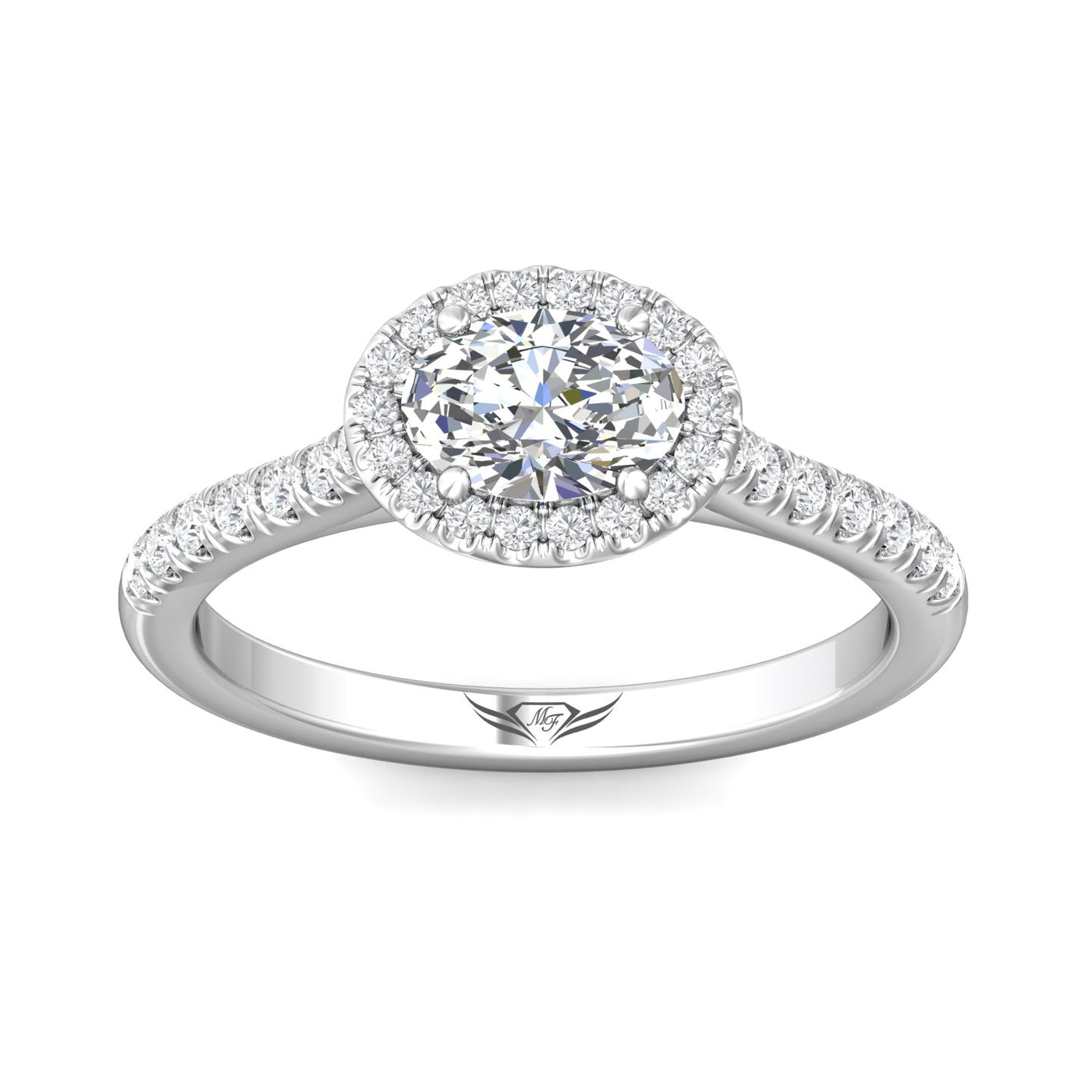 FlyerFit Micropave Halo 14K White Gold Engagement Ring