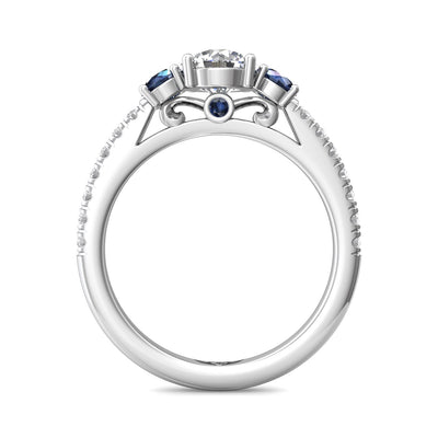 FlyerFit Three Stone 14K White Gold Engagement Ring