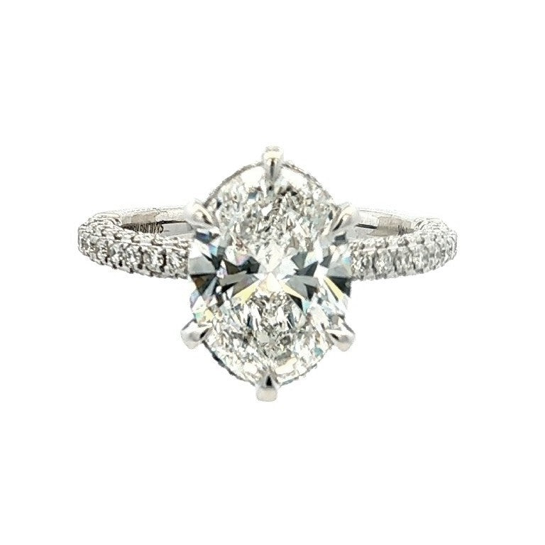14K White Gold Oval Lab Grown Diamond Solitaire Engagement Ring