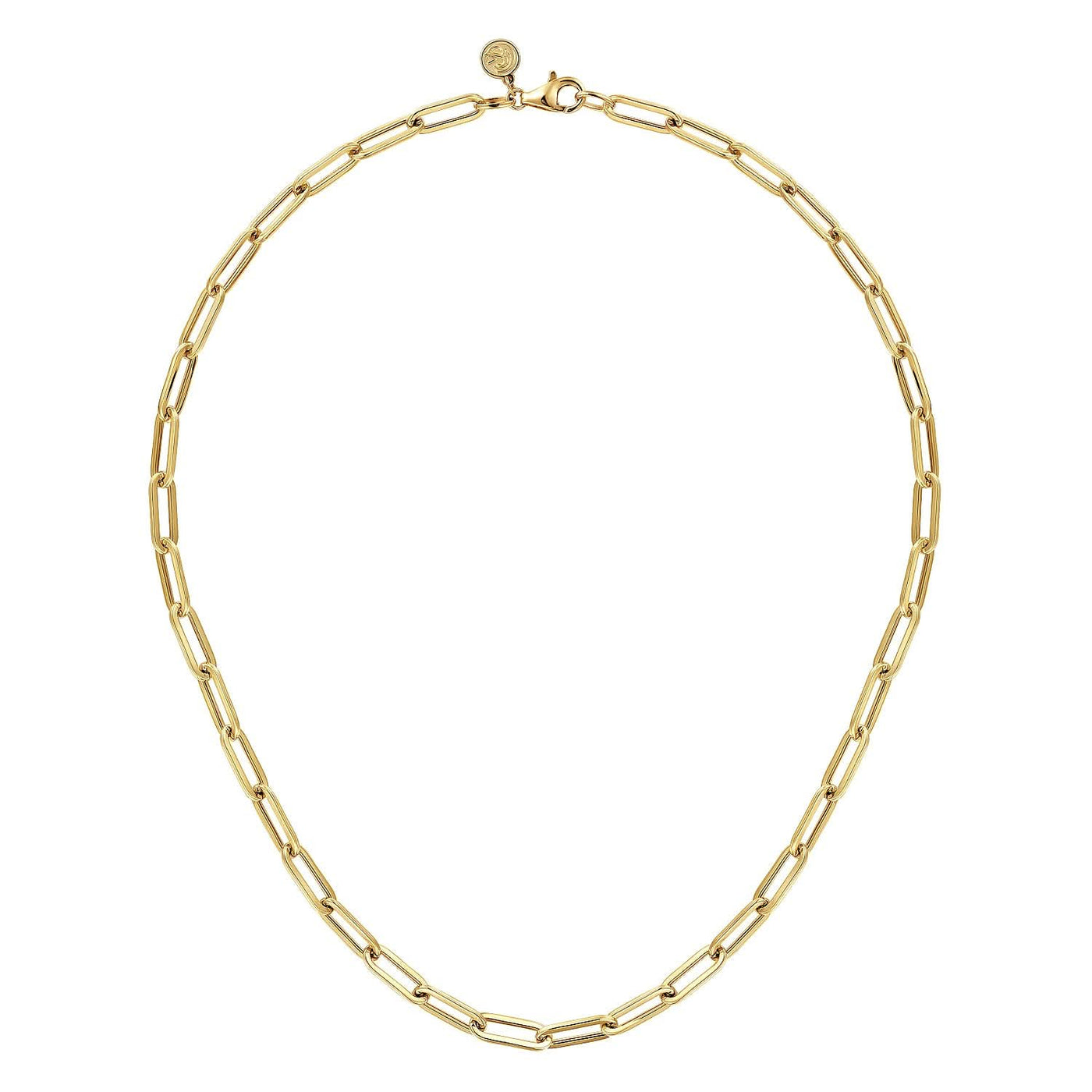 14K Yellow Paper Clip Necklace 17 inch