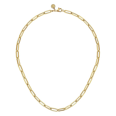 14K Yellow Paper Clip Necklace 17 inch