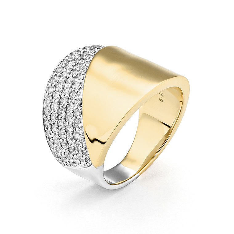 14K Yellow & White Contemporary Natural Diamond Ring Size 6.75