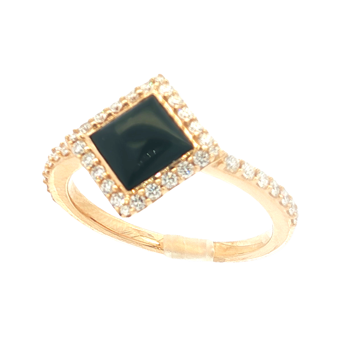 14K Yellow Gold Fashion Black Onyx and Natural Diamond Ring