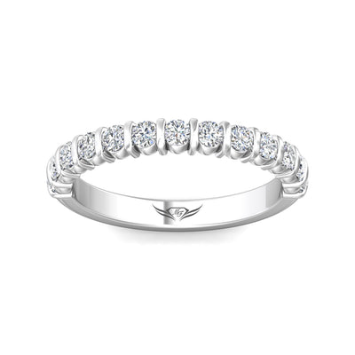 FlyerFit Channel and Shared Prong/Shared Prong 14K White Gold Wedding Band