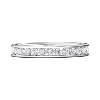 FlyerFit Channel/Shared Prong 14K White Gold Wedding Band