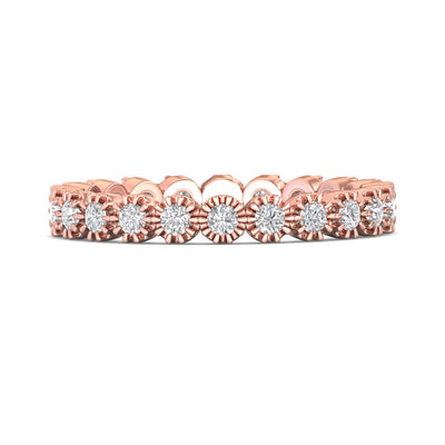 FlyerFit Micropave 18K Pink Gold Wedding Band