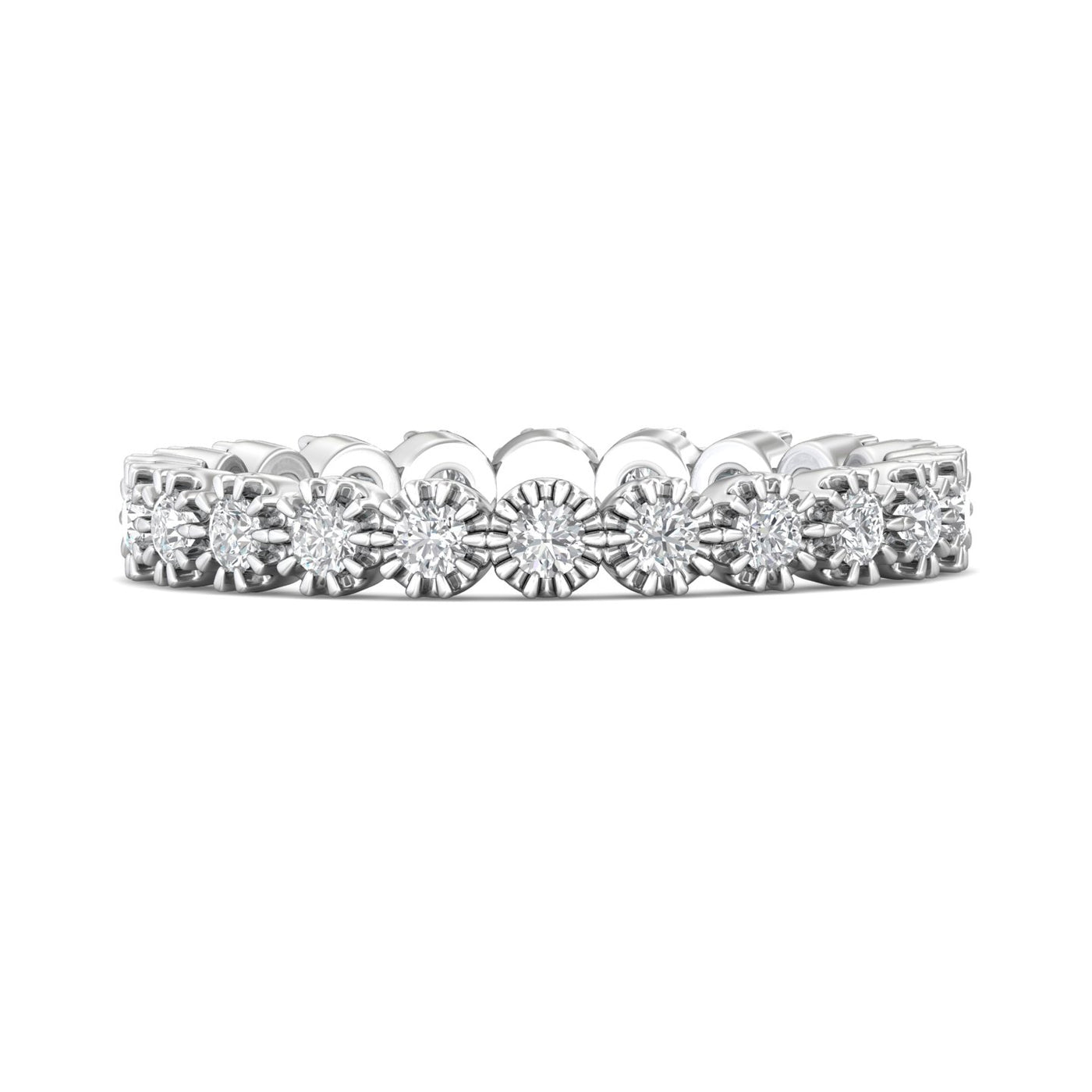 FlyerFit Micropave 14K White Gold Wedding Band