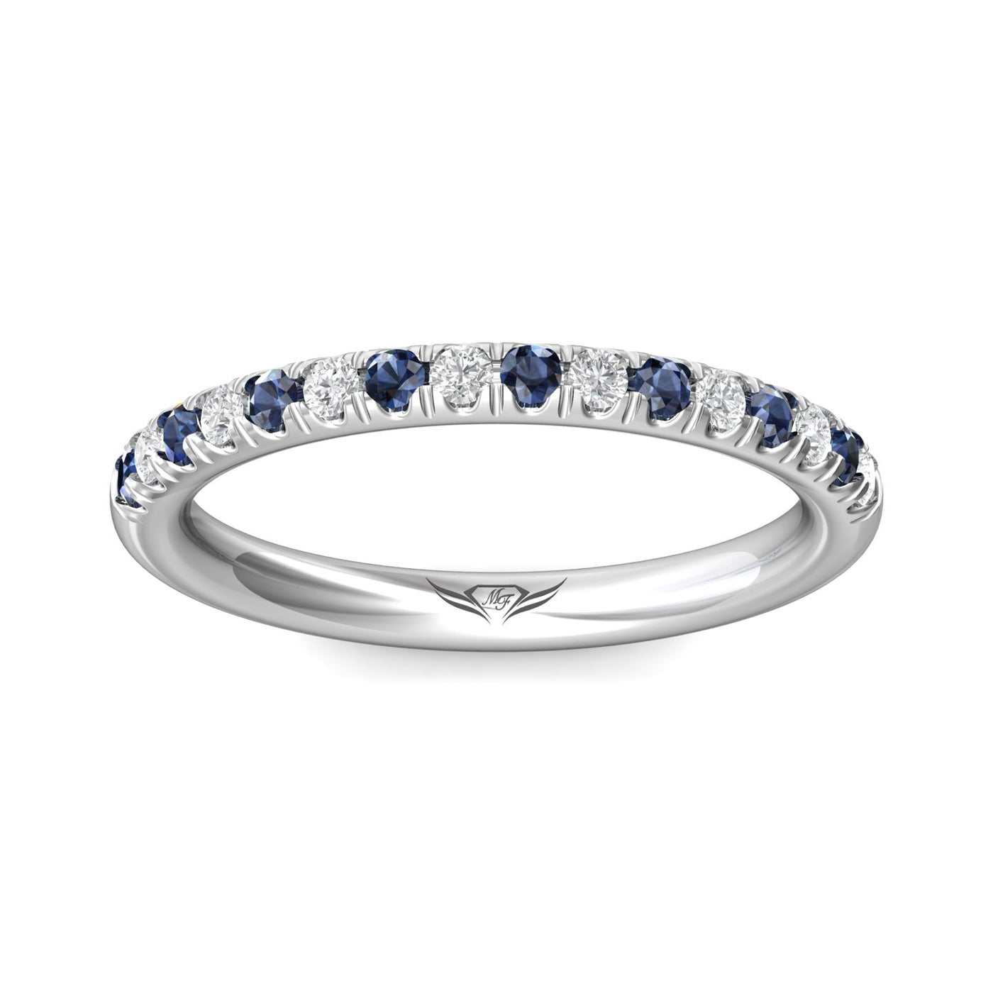 FlyerFit Micropave 14K White Gold Wedding Band