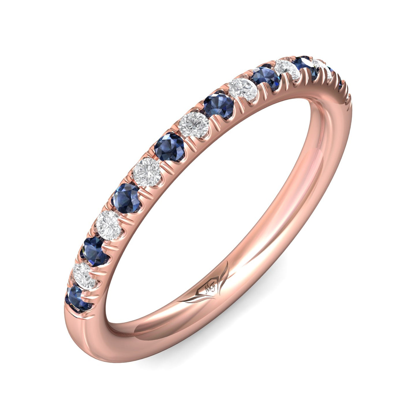 FlyerFit Micropave 18K Pink Gold Wedding Band