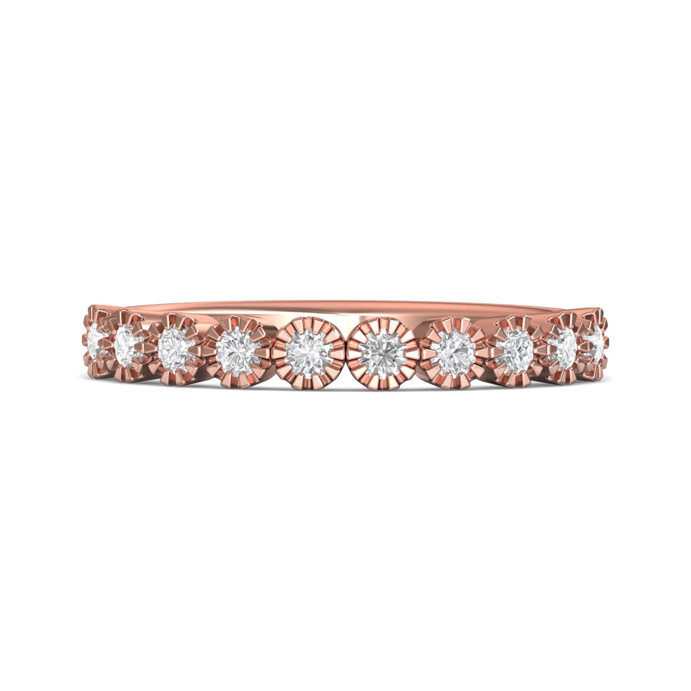 FlyerFit Micropave 18K Pink Gold Wedding Band