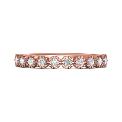 FlyerFit Micropave 18K Pink Gold Wedding Band