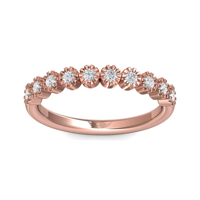 FlyerFit Micropave 18K Pink Gold Wedding Band